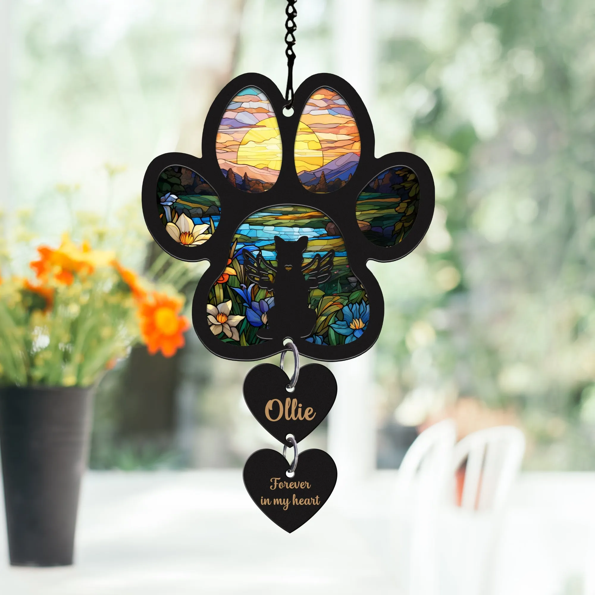 Pet Memorial Suncatcher, Personalized Pet Memorial Suncatcher with Custom Dog Breed and Name SC69